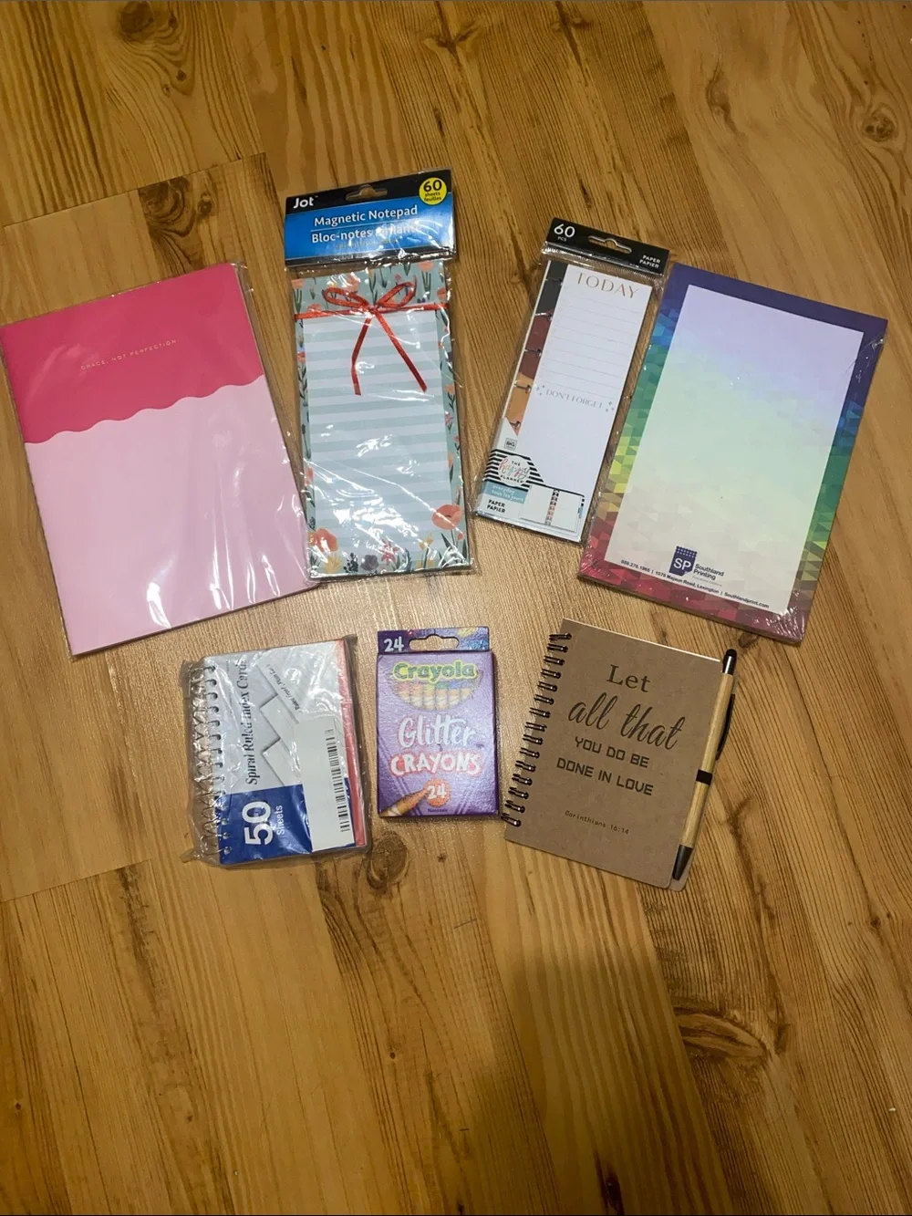 Stationery Bundle with Glitter Crayons & Kraft Spiral Notebook